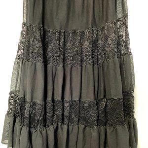 Body Central Sheer Lacy Black Full Skirt